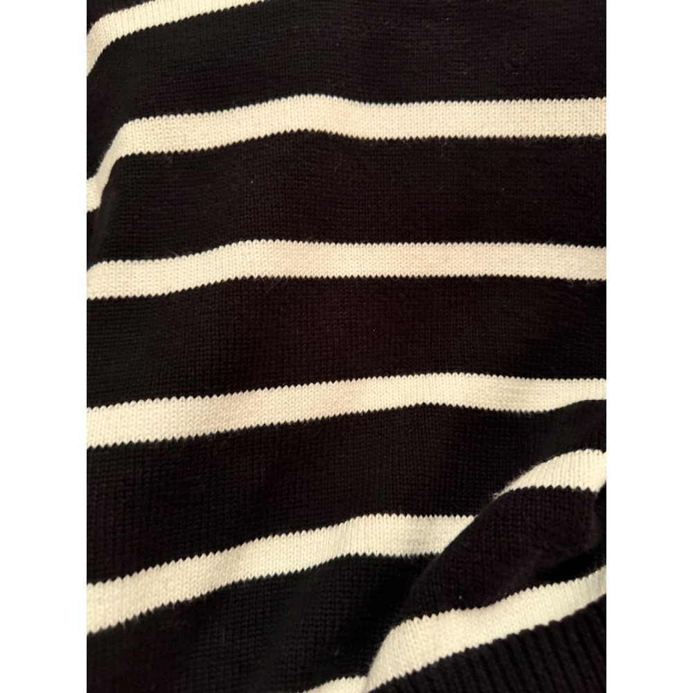 Lauren Ralph Lauren Womens Black White Striped Shawl Collar Toggle Sweater M - Picture 3 of 7